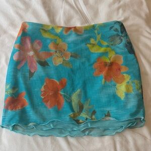 White Fox Boutique Are You Entertained Mini Skirt in Sky Blue Floral